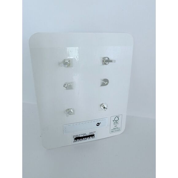 NWT J. Crew Dainty Cubic Zirconia Earrings Set of Three in Silver - Picture 2 of 4